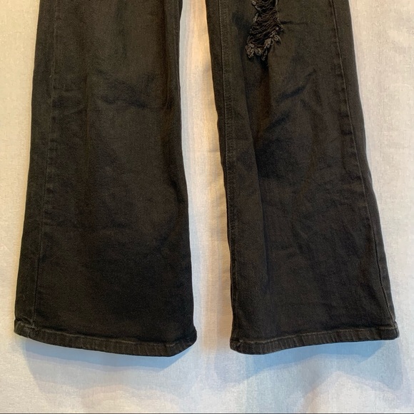 Vanilla Star Hilary Wide leg distressed Black Jeans Size 1 High Rise Flared - Picture 6 of 11